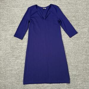 Persifor Dress Women Large Blue Tyler Ponte Knit V-Neck 3/4 Sleeve Tuckernuck